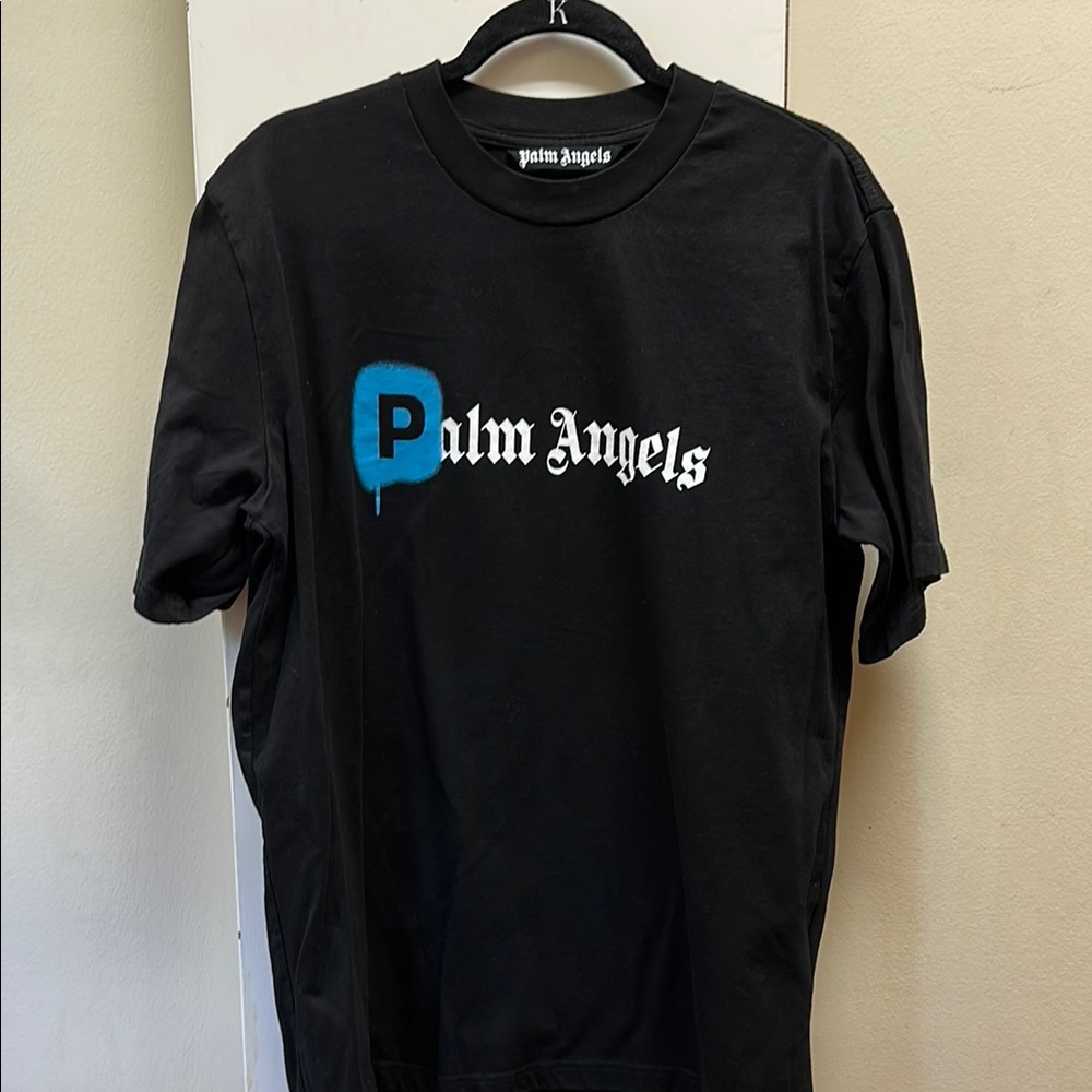 Palm Angels Black Tee with Blue Accent xl